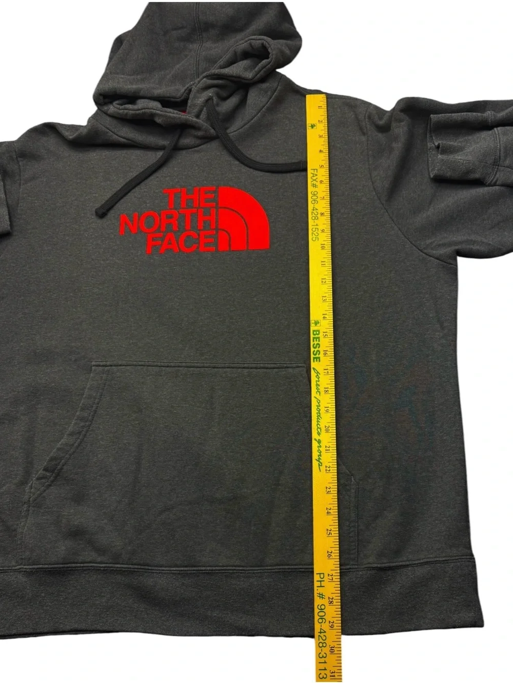 The North Face Men's Half Dome Pullover Hoodie Charcoal Gray Orange Logo XXL